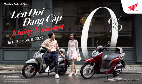 CHƯƠNG TRÌNH KHUYẾN MÃI KHỦNG DÀNH CHO DÒNG XE SH MODE " LÊN ĐỜI ĐẲNG CẤP - KHÔNG LO LÃI SUẤT"